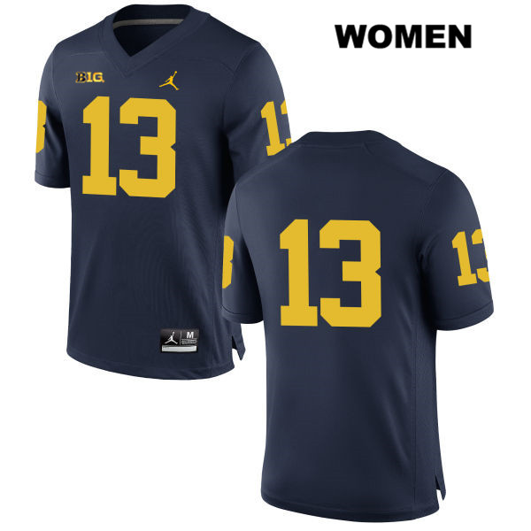 Women's NCAA Michigan Wolverines Eddie McDoom #13 No Name Navy Jordan Brand Authentic Stitched Football College Jersey PK25O88UA